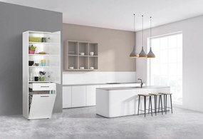 Armário Multiusos com Cesto "Wanna" - Branco - 52x187x38 cm - Design M