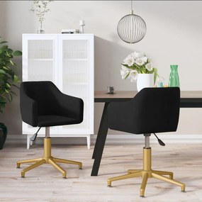 vidaXL Cadeiras de jantar giratórias 2 pcs veludo preto