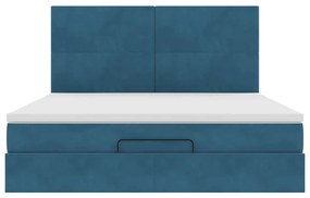 Estrutura cama otomana colchões 180x200 cm veludo azul escuro
