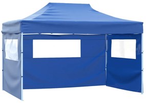 Tenda dobrável profissional festas 3 paredes 3x4 m aço azul