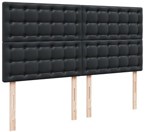Cama com molas/colchão 180x200 cm couro artificial preto