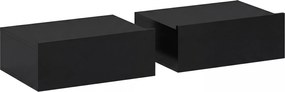 HOMCOM Conjunto de 2 Mesas de Cabeceira Flutuantes com 1 Gaveta para Quarto 40x30x15 cm Preto | Aosom Portugal