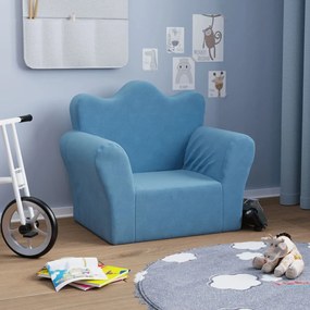 vidaXL Sofá infantil pelúcia macia azul