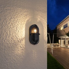 Candeeiro de parede exterior preto oval IP65 - Target