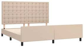 Estrutura cama cabeceira 180x200 cm couro artificial cappuccino