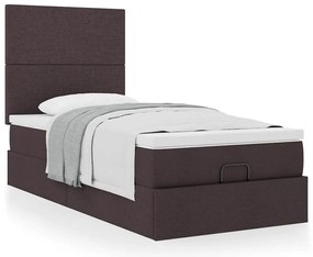 Cama otomana com colchão 90x200 cm tecido castanho escuro