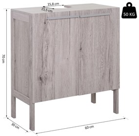Armário Baixo com 2 Portas para Banheiro 60x30x70 cm