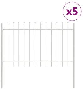 vidaXL Cerca para Jardim 5 pcs Branco 8,5 x 0,8 m