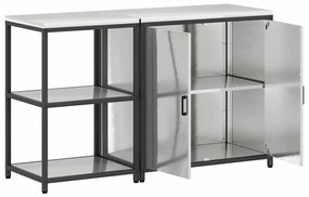 Conjunto de Armazenamento de Cozinha com prateleira 2 pcs Prata