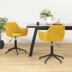 vidaXL Cadeiras de jantar giratórias 2 pcs veludo amarelo mostarda