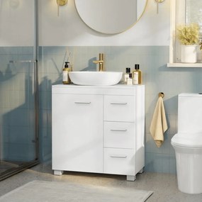 Armário casa de banho para lavatório (NÃO INCLUIDO) 30 x 60 x 64 cm com 3 gavetas grandes e pés em branco