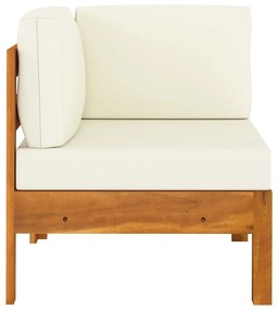 2 pcs conj. lounge de jardim c/ almofadões branco nata acácia