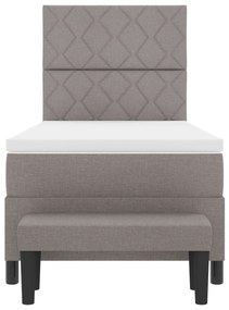 Cama Box Spring com Colchão &amp; Banco Taupe 100x200 cm Tecido