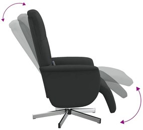 Cadeira massagens reclinável com apoio de pés tecido preto