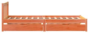 Cama sem colchão 90x200 cm pinho maciço castanho-mel