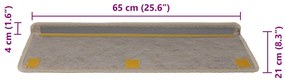 Tapetes escada adesivos aspeto sisal 30pcs 65x21x4 bege-escuro