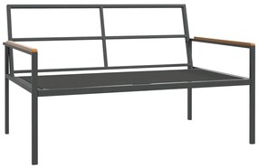 3 pcs conjunto lounge de jardim com almofadões aço antracite