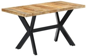 Mesa de jantar 140x70x75 cm madeira de mangueira maciça áspera