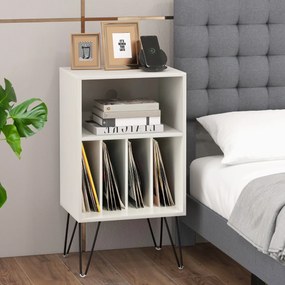 Suporte para discos vinil de 3 níveis com estação de carregamento Estante 4 divisórias 48 x 40 x 88 cm Branco