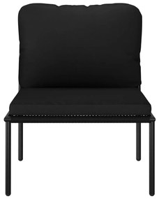 6 pcs conjunto lounge de jardim c/ almofadões PVC preto
