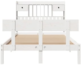 Cama com estante sem colchão 135x190 cm pinho maciço branco