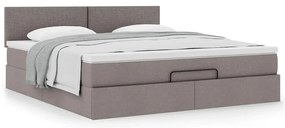 Estrutura de cama otomana com colchão tecido cinzento 160x200cm