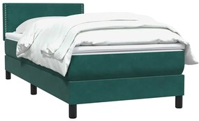 Cama com molas/colchão verde-escuro 80x220 cm veludo
