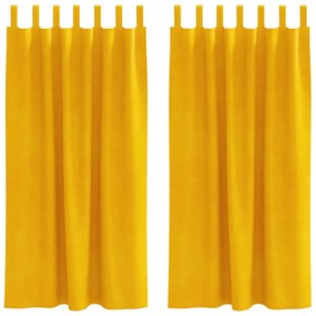 Cortinas Blackout vidaXL com Laços de Pendurar 2 pcs Amarelo Mostarda