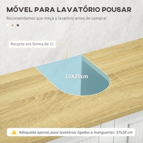kleankin Móvel para Lavatório Pousar Móvel para Lavatório em Pé com 2 Portas e Prateleira Ajustável sem Lavatório 60x30x60 cm Branco