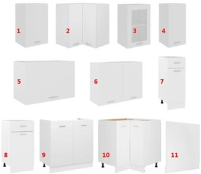 11 pcs conjunto armários de cozinha contraplacado branco