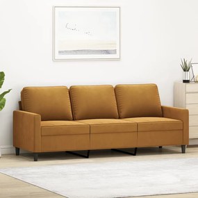 vidaXL Sofá de 3 lugares 180 cm veludo castanho