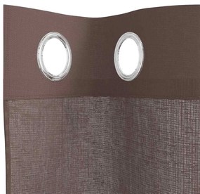 Cortinas de voile com ilhós 2 pcs castanho 140x140 cm