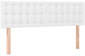 Cabeceira de cama c/ LED couro artificial 144x5x78/88 cm branco