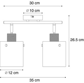 Foco de teto de design bronze com vidro transparente 2 luzes - Domo Moderno