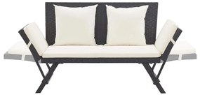 Banco de jardim c/ almofadões 176 cm vime PE preto