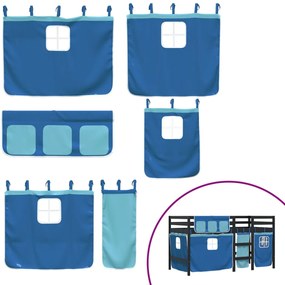 Cama alta p/ criança c/ cortinas 80x200 cm pinho maciço azul