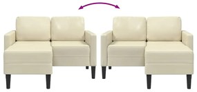 Sofá 2 lugares com Chaise em L 125 cm couro artificial creme