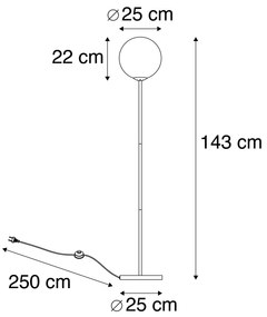 Luminária de pé Art Déco de latão com vidro rosa - Pallon Mezzi Art Deco