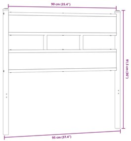 Cabeceira de cama 90 cm derivados madeira/ferro carvalho fumado