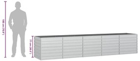 Canteiro elevado de jardim 400x80x77cm aço galvanizado prateado