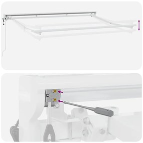 Toldo Retrátil Manual Branco 350x200 cm Tecido e Alumínio
