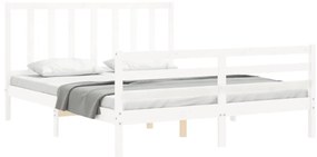 Cama sem colchão 160x200 cm madeira de pinho maciça branco