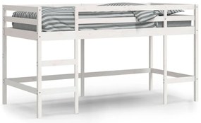 Cama alta p/ criança c/ escada 80x200 cm pinho maciço branco