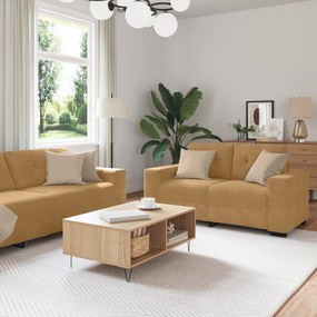 Conjunto de Sofá 2 Peças com Almofadas Veludo Marrom