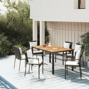 vidaXL 5 pcs conjunto de jantar p/ jardim c/ almofadões vime PE preto