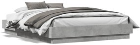 Estrutura de cama com luzes LED 135x190 cm cinzento cimento