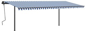 Toldo retrátil manual com LED 6x3,5 m azul e branco