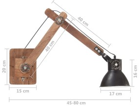 Candeeiro de parede redondo estilo industrial E27 preto