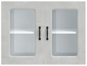 Armário de parede de cozinha porta vidro Kalmar concreto cinza