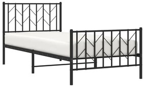 Estrutura de cama com cabeceira e pés 90x200 cm metal preto